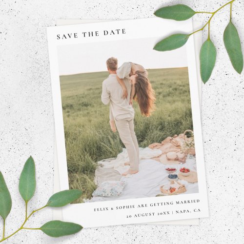 Chic Minimalist  Modern Simple Photo Wedding Save The Date