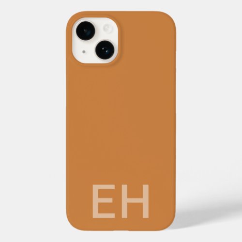 Chic Minimalist Monochromatic Orange Monogrammed Case_Mate iPhone 14 Case