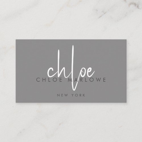 Chic Minimalist Monogram Gray Business Card