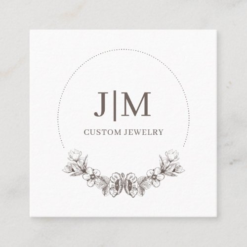 Chic Minimalist Monogram Jewelry Designer Square Business Card
