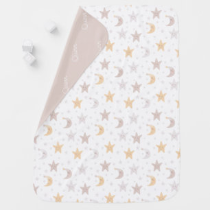 Chic Minimalist Moon and Stars Newborn Baby Blanket