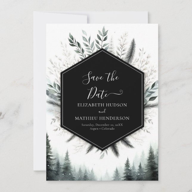 Chic Minimalist Mountain Wedding Save The Date (Front)