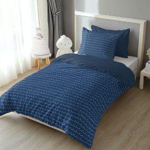 Chic Minimalist Navy Blue Swirls Boho Boy Gift Duvet Cover