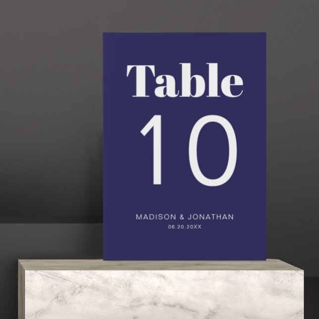 Chic Minimalist Navy Blue Wedding Table Number (Creator Uploaded)