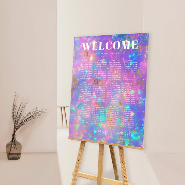 Chic Minimalist Opal Pink Wedding Seating Chart Foam Board (Creator Uploaded)