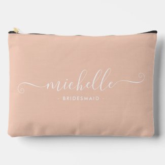Chic Minimalist Peach Pink Personalized Bridesmaid
