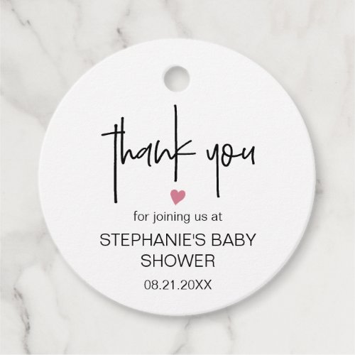 Chic Minimalist Pink Thank You Baby Girl Shower  Favor Tags