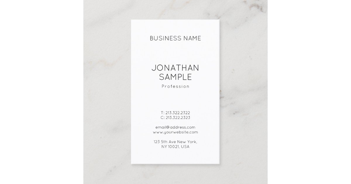 Chic Minimalist Professional Modern Vertical Plain Business Card | Zazzle