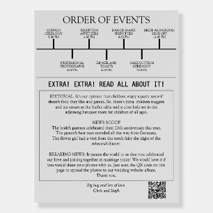 Chic Minimalist QR Code Reception Wedding Program Foam Board