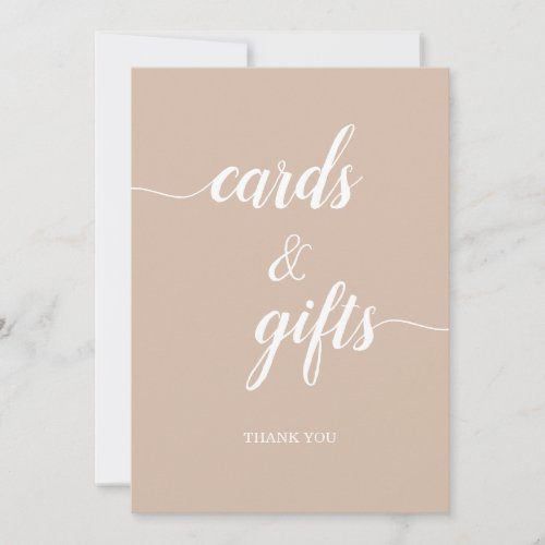 Chic Minimalist Script Beige Cards and Gifts Sign