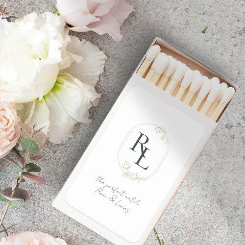 Chic Minimalist Script Couple Monogram Wedding Matchboxes