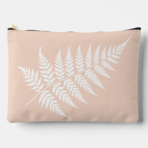 Chic Minimalist Soft Peach White Fern Large Accessory Pouch