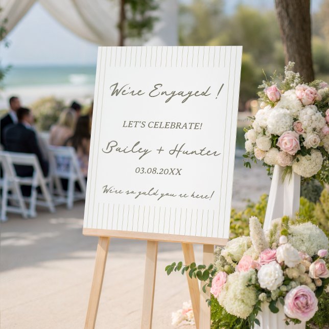 Chic Minimalist Stripe Green Wedding Foam Board (Creator Uploaded)