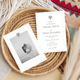 Chic Minimalist Stripe Green Wedding Invitation 