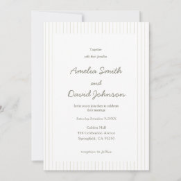 Chic Minimalist Stripe Green Wedding Invitation 