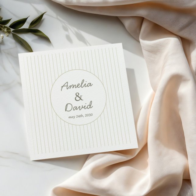 Chic Minimalist Stripe Green Wedding  Napkins (Creator Uploaded)