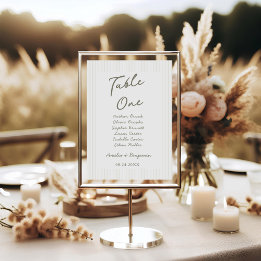 Chic Minimalist Stripe Green Wedding Table Number
