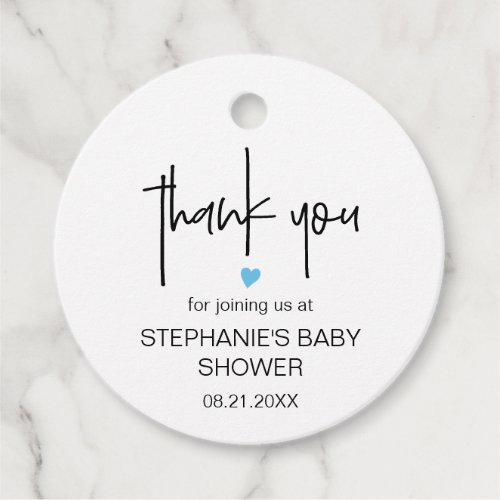 Chic Minimalist Thank You Baby Boy Shower Favor Favor Tags