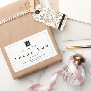 Chic Minimalist Thank You Business Logo White Rectangular Sticker