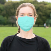 chic minimalist turquoise aqua blue monogram adult cloth face mask (Outside)