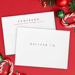 Chic Minimalist Type Modern Holiday Christmas Envelope