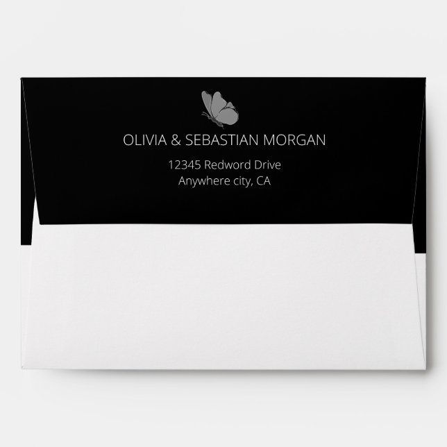 Chic Minimalist Typography Butterfly bridal shower Envelope (Back (Top Flap))
