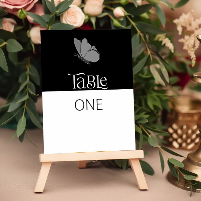 Chic Minimalist Typography Butterfly Wedding Table Number (Creator Uploaded)