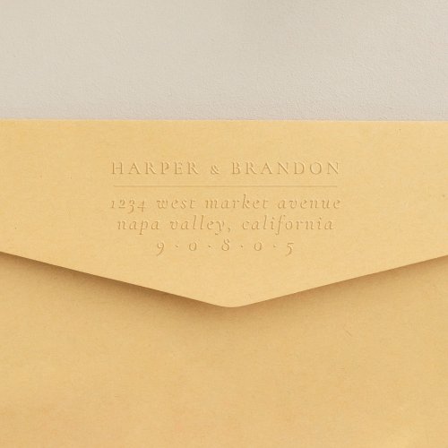 Chic Minimalist Typography Wedding Return Address Embosser