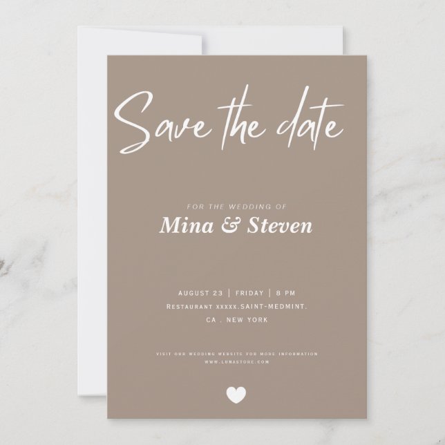 Chic minimalist Typography Wedding  Save The Date (Front)
