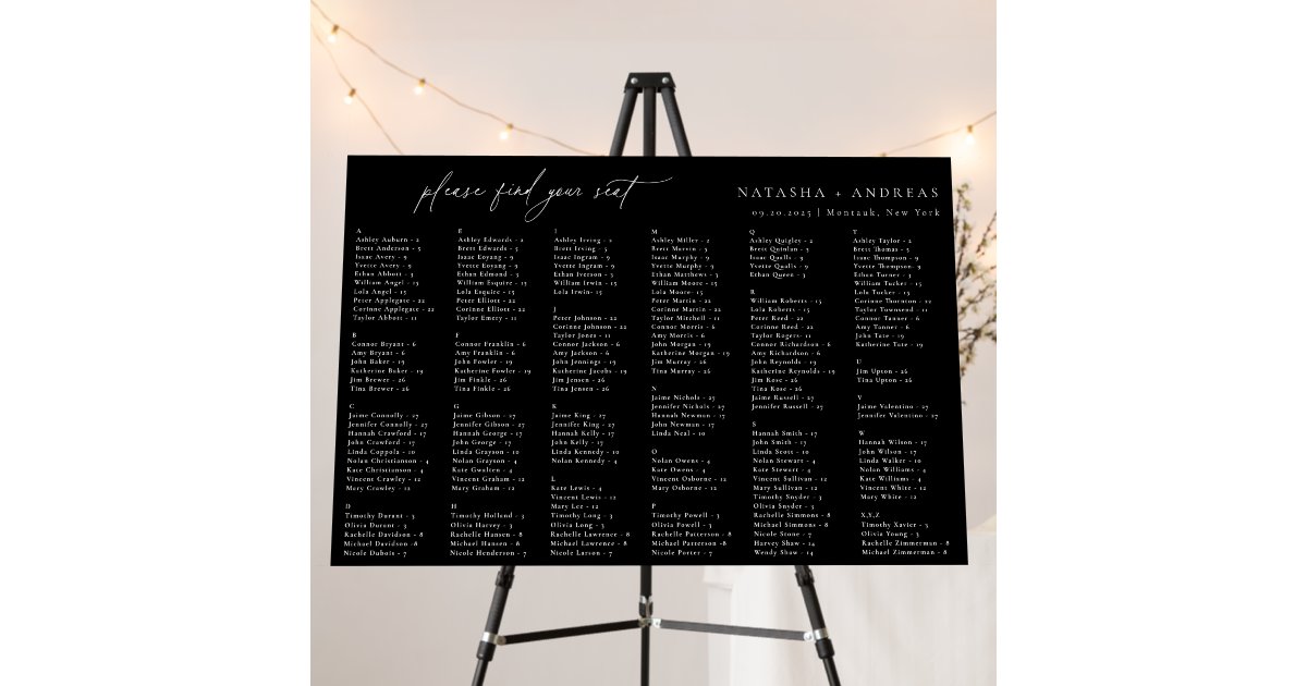 Chic Minimalist Wedding Alphabetical Seating Chart Foam Board Zazzle