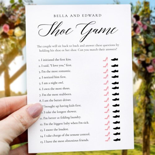 Chic Minimalist Wedding Couples Shower Game Card