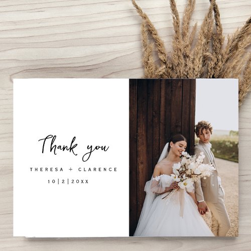 Chic Minimalist Wedding Custom Photo Thank You