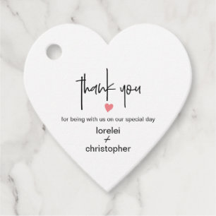Chic Minimalist Wedding Guest Gift Heart Shaped Favor Tags