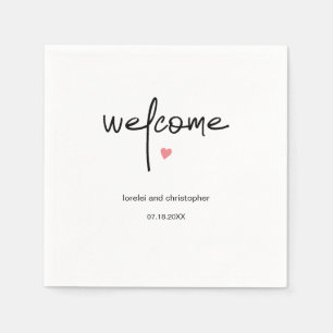 Chic Minimalist Wedding Guest Welcome Cocktail Napkins