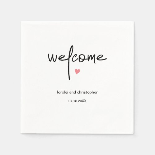 Chic Minimalist Wedding Guest Welcome Cocktail Napkins