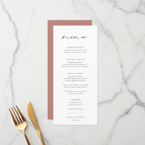 Chic Minimalist Wedding Menu