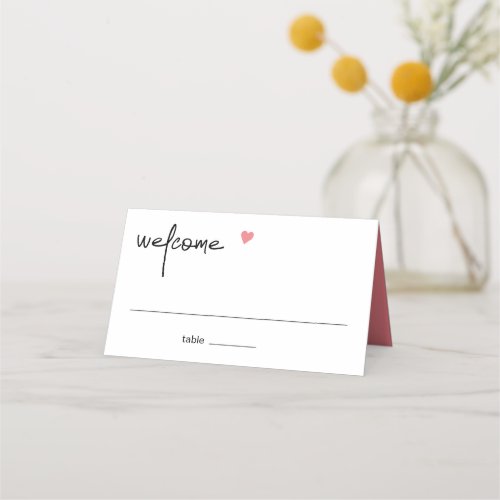 Chic Minimalist Welcome Guest Table Setting Place Card