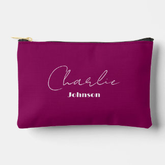 Chic, Minimalist Wine Red Accessory Pouch