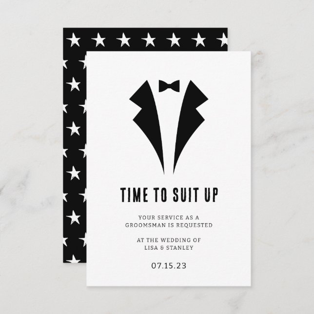Chic Minimalistic Groomsman Proposal Card (Front/Back)