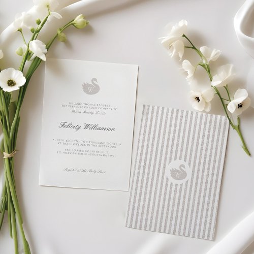 Chic Minimalistic Swan Gender Neutral Baby Shower Invitation