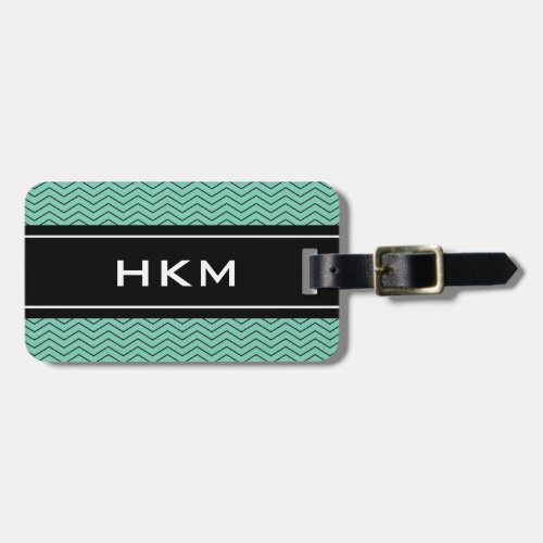 Chic mint 3 letter monogram travel luggage tag
