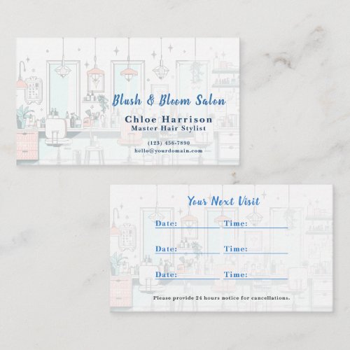 Chic Mint Blue Hair Salon Appointment Card &amp;