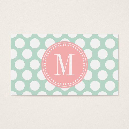 Chic Mint & Blush Pink Big Dots Monogrammed (Front)