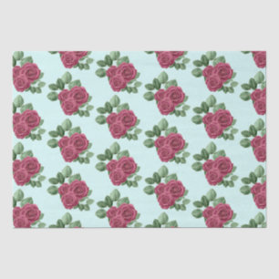 Chic Mint Burgundy Gold Roses Wedding Leaves Tissue Paper