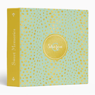 Chic mint faux gold glitter cheetah print monogram 3 ring binder