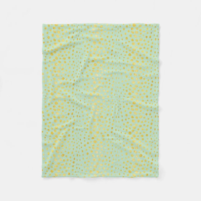 Chic mint faux gold glitter cheetah print monogram fleece blanket (Front)