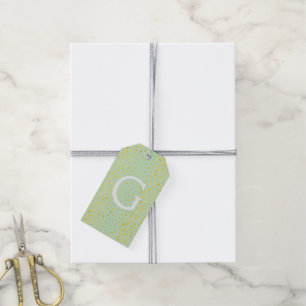 Chic mint faux gold glitter cheetah print monogram gift tags