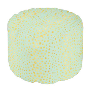 Chic mint faux gold glitter cheetah print monogram pouf