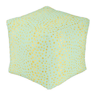 Chic mint faux gold glitter cheetah print monogram pouf