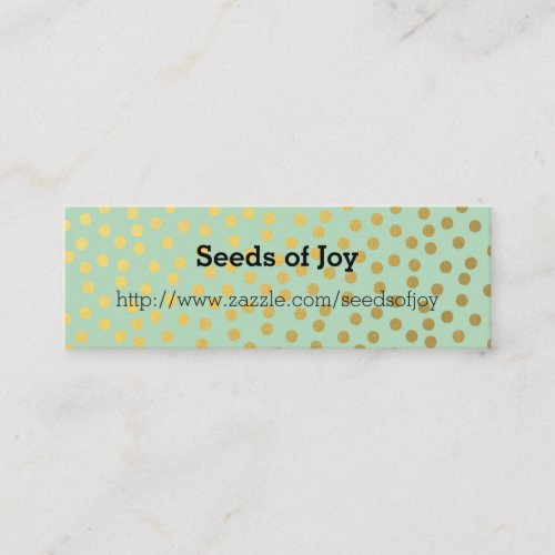 Chic Mint Gold Confetti Dots Business Card Template